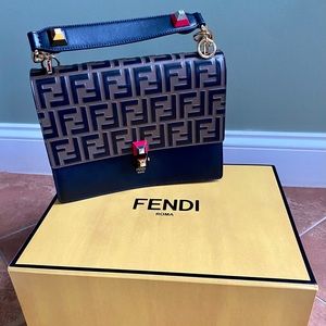 Fendi Kan I Bag Zucca Embossed Leather Purse